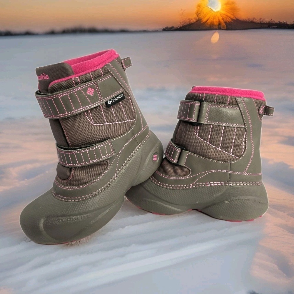 Columbia Snow‎ Boots Purple Gray Girls Size 4 Powderbug Waterproof Warm Rain